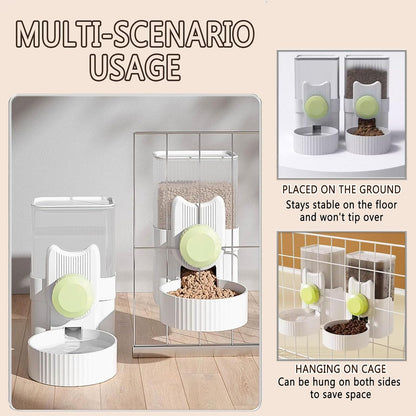 kathson Hanging Automatic Pet Food and Water Dispenser,Gravity Auto Rabbit Feeder for Cage,Guinea Pig Feeder and Waterer Set,Cat Food Bowl Dog Feeding Station for Bunny,Ferret,Chinchilla (Green)