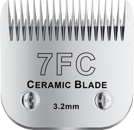 7FC# Detachable Pet Dog Grooming Clipper Ceramic Blade,Compatible with Andis Size 7FC Cut Length 1/8"(3.2mm),Compatible with andis/wahl/Oster Dog Clippers 1PCS