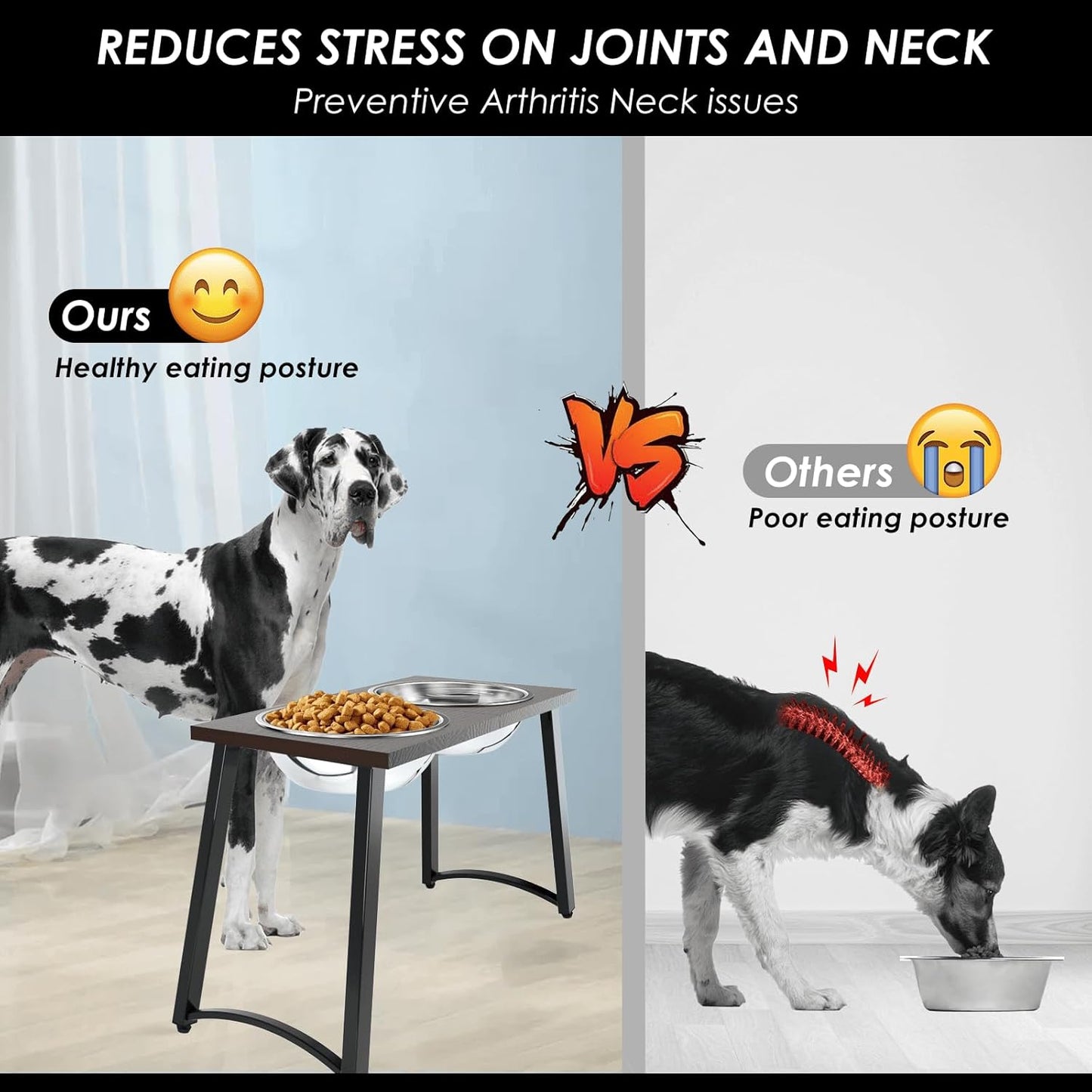 Elevated Dog Bowls for Extra Large Dogs with 2 X-Large Stainless Steel Dog Bowls -3000ML(100oz), 16.5" Tall Raised Dog Bowl Stand, Food & Water Bowls for Large Breed, Extra Large Dogs