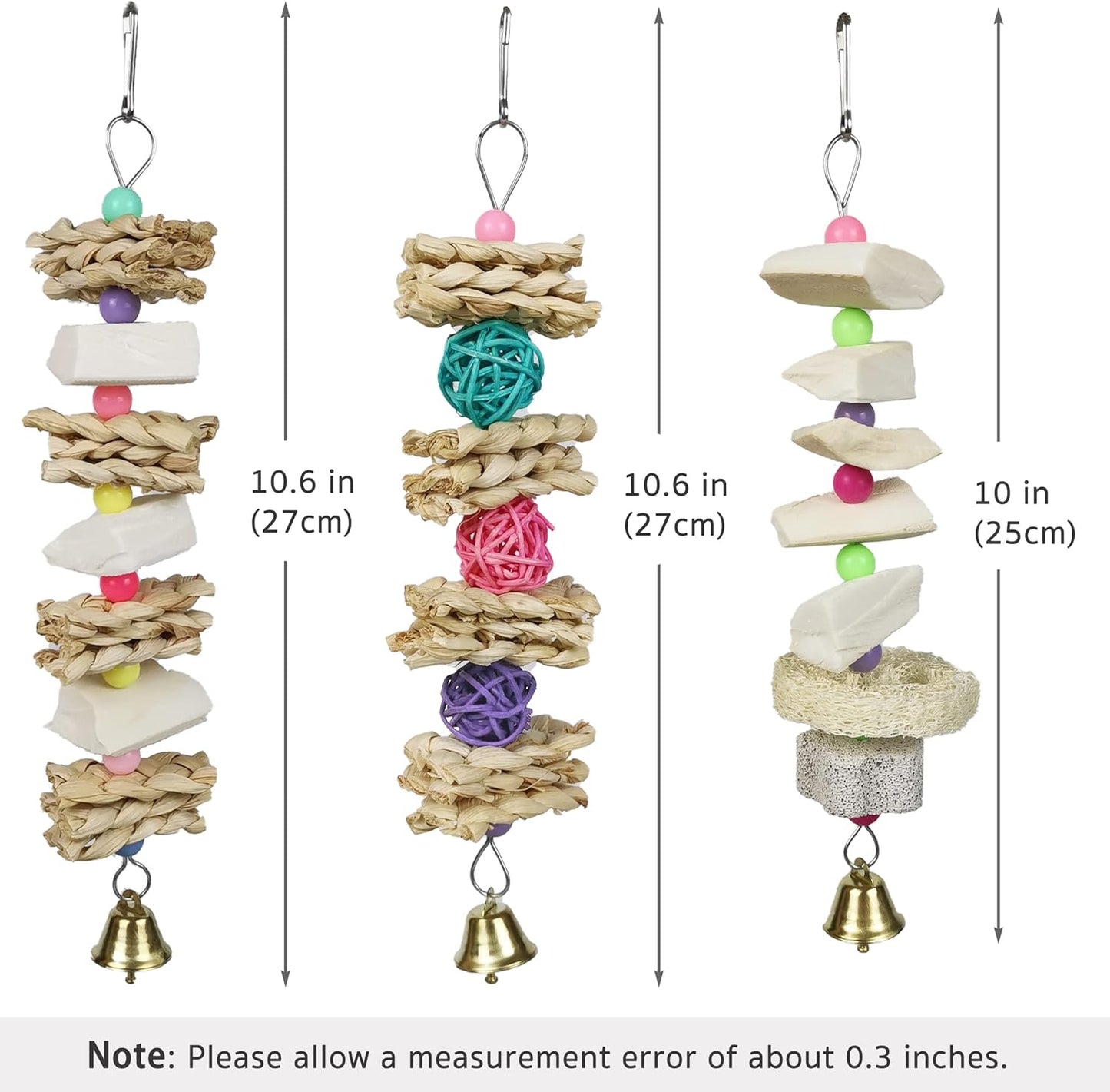 Parrot Chewing Toys (6 pcs) Natural Cuttlebone Bird Beak Trimmer Grinding Stone Lava Block Calcium Stone Bird Perch Cage Toys for Small and Medium Parakeets, Cockatiels, Conures, Budgies, Lovebirds