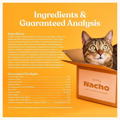 Made by Nacho Dry Cat Kibble 10lb Bag, High Protein Premium Cat Food with Freeze-Dried Pieces, Cage-Free Chicken, Duck & Quail, Limited Ingredients, Single Bag