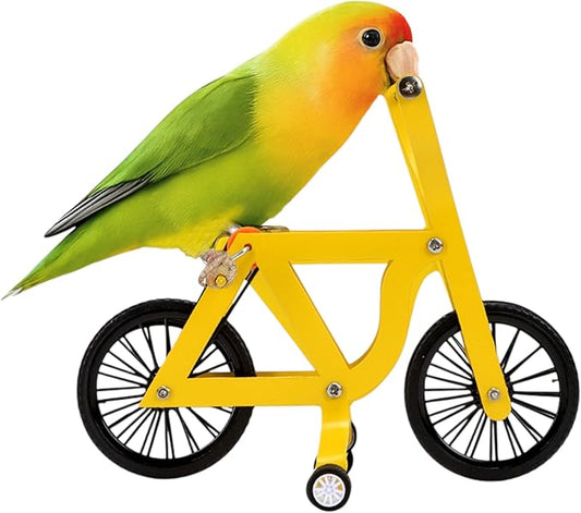 Bird Intelligence Training Toy Mini Bicycle Parakeet Parrot Bike Trick Educational Puzzle Bird Foot Talon Toy for Small Medium Lovebird Conures Cockatoo Exercising Interactive Table Top Prop, Large