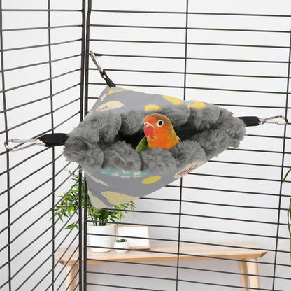 Wontee Bird Nest House Winter Warm Hanging Hammock Bird Bed Snuggle Hut for Parakeets Budgies Caique Conures Cockatiels (Small, Grey)