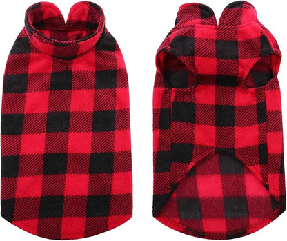 KAMA BRIDAL Spring Autumn Winter Coat Pullover Fleece Vest for Cats Small and Medium Dogs Thin Sweater Red & Black Plaid (Red, XS)