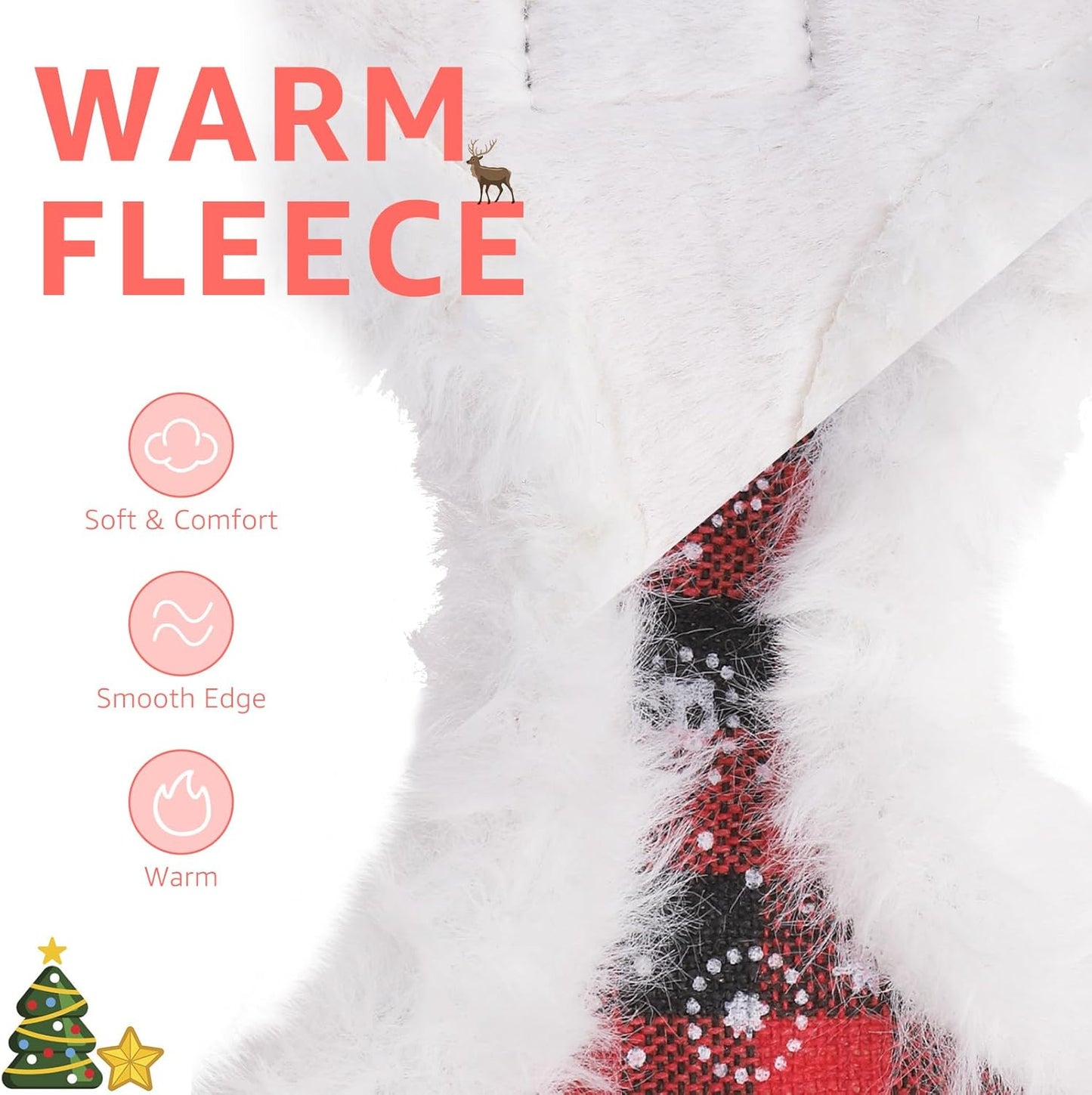 SCENEREAL Dog Christmas Harness Collar and Leash Set, Warm Fleece No Pull Puppy Vest Harnesses No Chock Adjustable Step in Small Pet Halter for Outdoor Walking Training, Black Red Plaid S