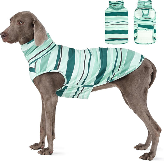 ROZKITCH Dog Sweaters for Large Dogs Winter Pullover with Leash Hole, Warm Sweatshirt with High Neck for French Bulldog Pets, Lightweight & Comfortable Medium & Large BlueStripe XL