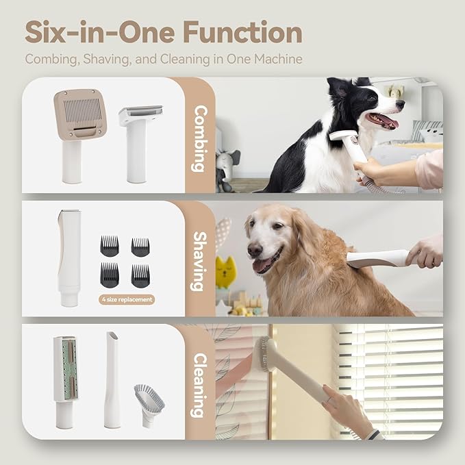 Redroad Dog Grooming Kit 14000PA, Dog Grooming Vacuum, Professional Pet Grooming Vacuum with 6 Pet Tools for Shedding Thick and Thin Dogs Cats Hair, Acuum Suction Removes 99% of Dogs Cats Hair, P17