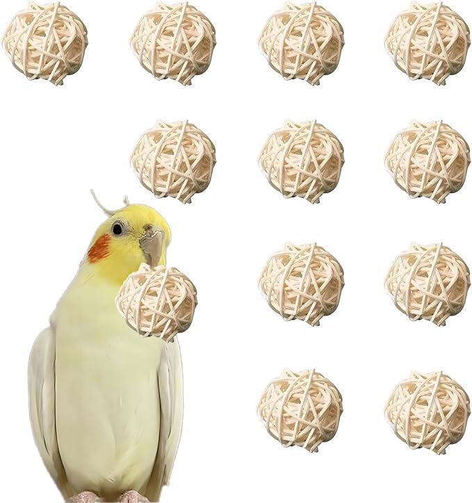 HANZE Rattan Balls,Sepak Takraw, Vine Ball, Parrot Chew Toy and Stimulation Ball Set (Set of 12)