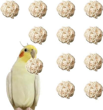 HANZE Rattan Balls,Sepak Takraw, Vine Ball, Parrot Chew Toy and Stimulation Ball Set (Set of 12)