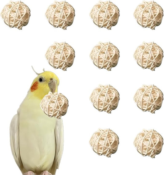 HANZE Rattan Balls,Sepak Takraw, Vine Ball, Parrot Chew Toy and Stimulation Ball Set (Set of 12)