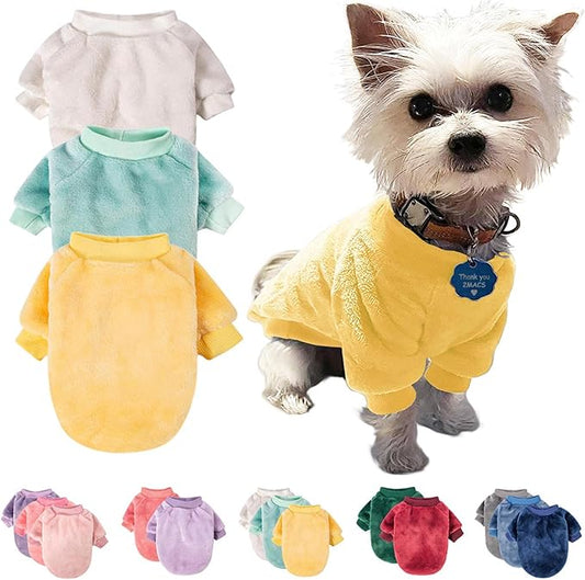 FabriCastle Dog Sweaters, 3-Pack Dog Clothes for Small Dogs Male & Girl, Soft and Warm Pet Coats XXS - XXL, Winter Pet Jackets, Doggy Apparel Costumes Outfits (Beige,Light Green,Yellow, XX-Large)
