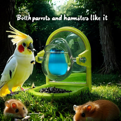 Small Pet Intelligence Growth Rotating Foraging Toy with Mirror for Birds,Budgies,Parakeets, Rats & Hamsters Chew-Proof Cage Feeder Slow Release & Self-Discovery Fun(1pc Random Color)