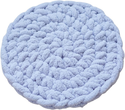 Cat Knitted Bed Mat, Extra-Soft Washable Warm Round Pads Cushions for Indoor Kittens, Cat Trees Towers, Perfect for Kneading and Sleeping (Blue,Large)