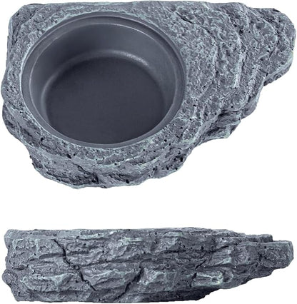 Wacool Magnetic Gecko Ledge - Single Bowl Reptile Feeding Tray with 3 Feeding Cups for Geckos, Lizards, Chameleons and Reptile Pets