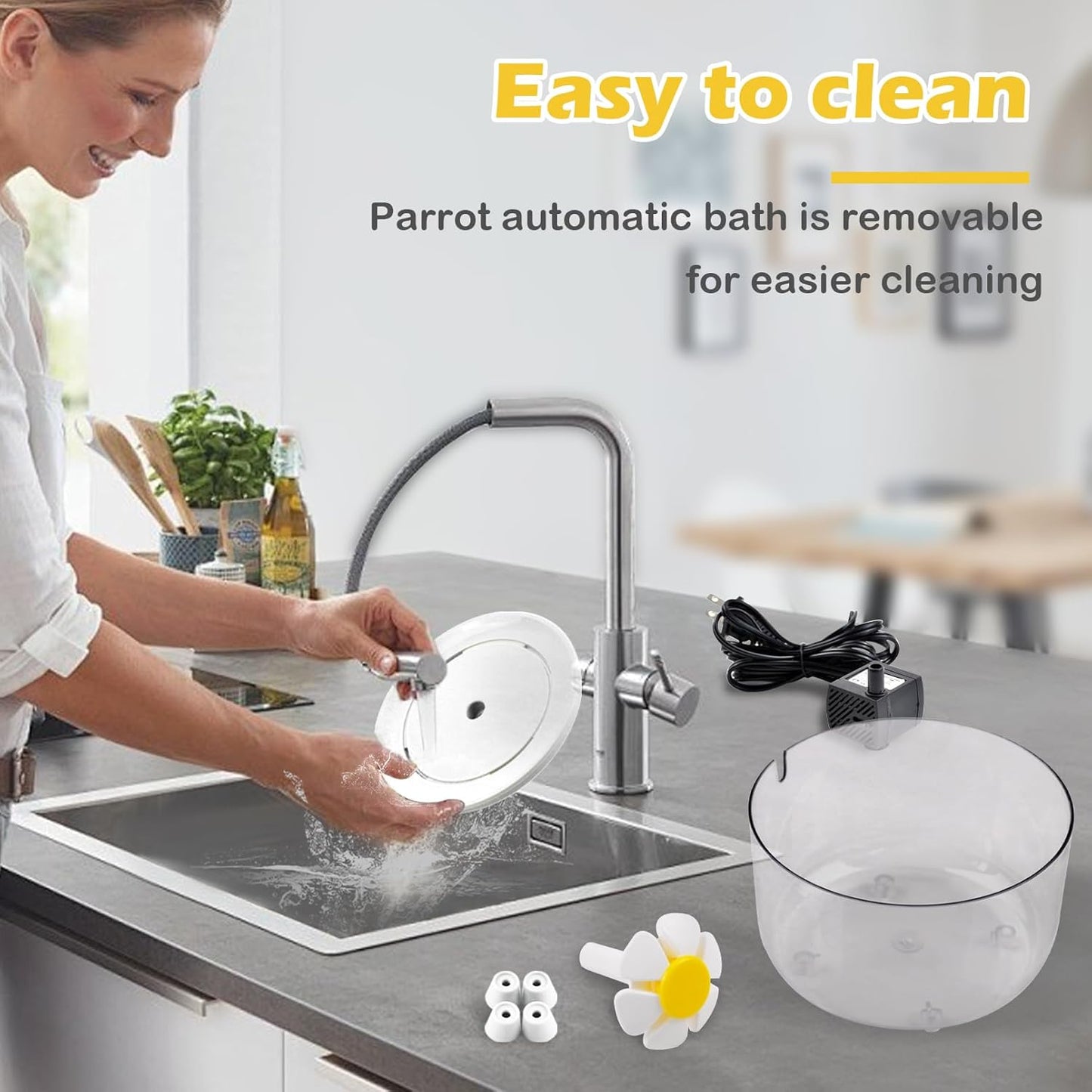 Automatic Parrot Bath,Bird Bathing with Fountains Circulating Filter Cage Cockatiel Bath with Pump Bird Bath Shower for Indoor Parakeets Budgie Cockatiels Small Feathered Pet