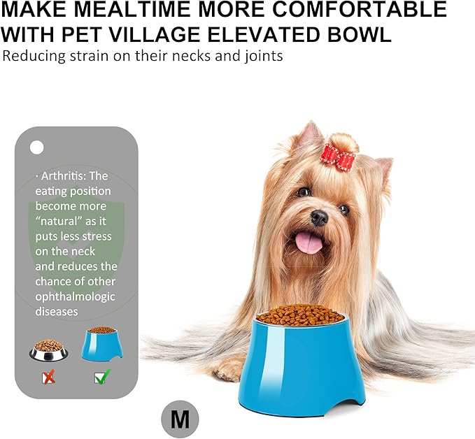 Dog Bowls,Cone Friendly Non Slip Single Dog Bowl with Stainless Steel Inner, Raised Bowls for Small Dogs Spaniel Dogs Long Ear, High Capacity, M/2 Cup Blue