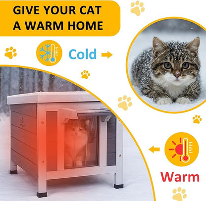Insulated Outdoor Cat House - All-Weather Proof Shelter with Thermal Layer, Elevated Floor & Asphalt Roof for Winter, Weatherproof & Warm Shelter for Cats