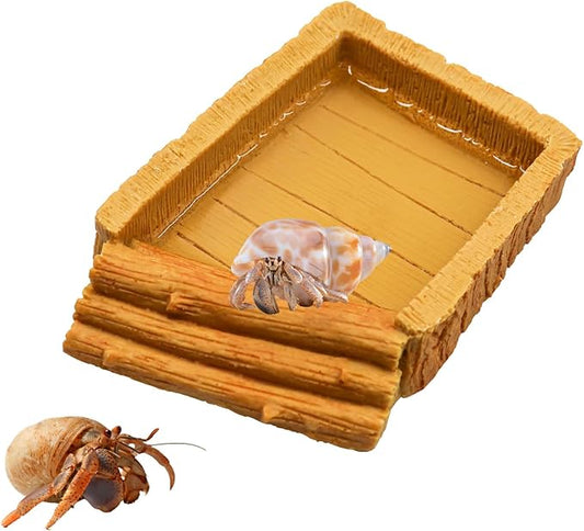 Hermit Crab Pool, Resin Reptile Water Bowl & Bathing Dish, Aquarium Tank Cage Habitat Accessories for Small to Medium Hermit Crab Turtles Lizard Frog Gecko Bearded Dragon