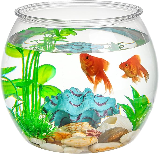 Balacoo Clear Fish Bowl: Plastic Vase Bowl Round Aquarium Terrarium Betta Fish Bowl Hydroponic Plants Holder Flower Vase