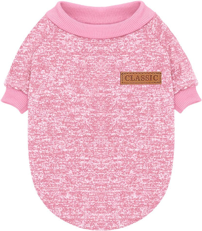 Idepet Pet Dog Classic Sweater, Soft Fleece Coat for Small,Medium Dog,Warm Pet Dog Cat Clothes,Soft Puppy Customes 2 Color (L, Pink)