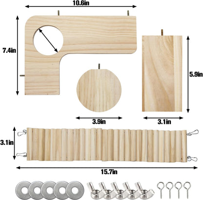 Hamster Suspension Bridge Toy，Small Animal Climbing Toys,Chinchilla Cage Natural Wood Flexible Platform Toy,Suitable for Hamsters, Chinchillas, Guinea Pigs, Birds, Small Animals