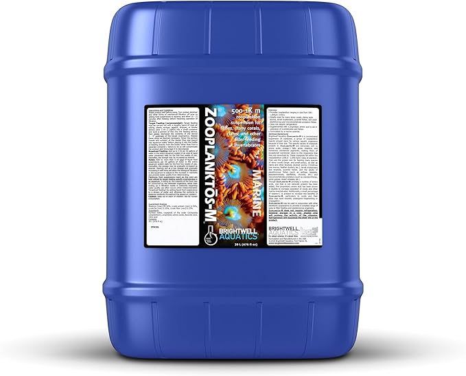 Brightwell Aquatics Zooplanktōs-M Copepod Suspension for Reef Corals Clams Juvenile Fish Invertebrates Rich in Omega-3 Fatty Acids Amino Acids & Carotenoids, 20L
