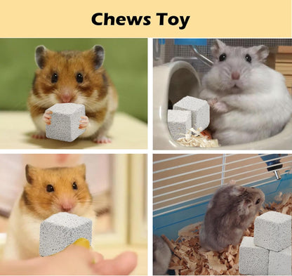 PINVNBY 20 Pcs Lava Blocks for Rabbits,Chinchillas Lava Block Hamster Mineral Stone Small Animals Square Calcium Stones Teeth Pumice Grinding Chews Toy for Bunny Hamsters Chinchilla Guinea Pig