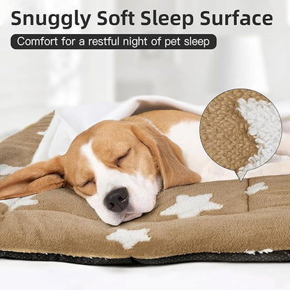 Mora Pets Dog Crate Pad Kennel Bed Crate Mat for Small Dogs Washable Cute Star Pet Bed for Dog Cage Ultra Soft Flat Puppy Cat Kitten Pillow Cushion for Sleeping Anti-Slip Brown 24 x 18