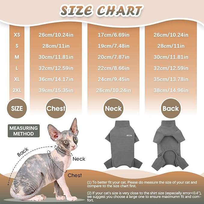 ROZKITCH Cat Shirts for Cats Only, Breathable Soft Jumpers for Sphynx Only, Coat with Four Legs, Warm Sweater T-Shirt Pajamas Jumpsuit Vest Cornish Rex, Devon Rex, Peterbald Grey XL