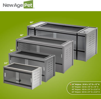 New Age Pet® ECOFLEX® Small 24" Reptile Enclosure, Glass Front Terrarium for Snakes, Lizards & Tortoises, in Maple or Grey, Easy to Clean, Front Access Design