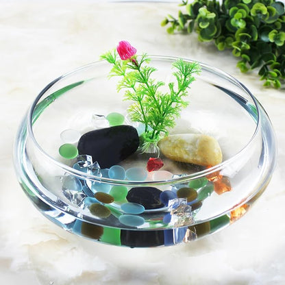 Clear Fish Bowl Vase Bubble Bowl Transparent Aquarium Tank, Betta and Goldfish Tank, Desktop Office Decor, 2800ml, Plastic, 9.52 x 9.52 x 3.93 Inch