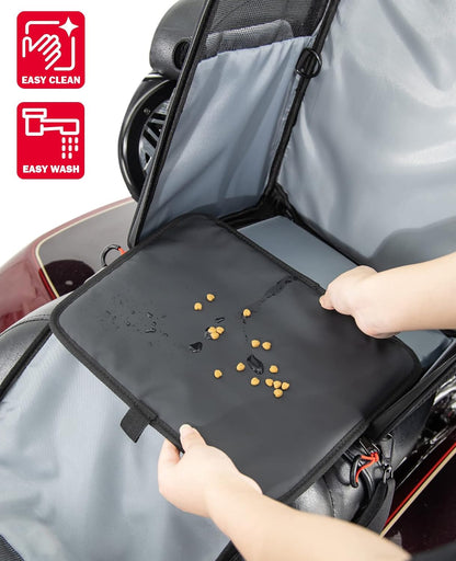 KEMIMOTO Motorcycle Dog Cat Carrier Bags Upgraded for Less Than 20 lbs Pets Carriers Portable Capacity Folding Backpack for Street Glide Road King with Passenger Seat Touring Trike Models Can AMS