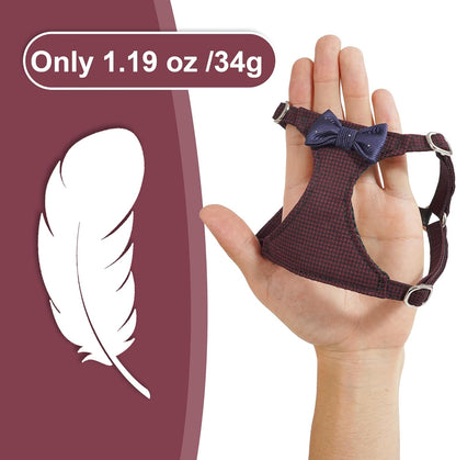 Puppytie No Pull Dog Harness with Multifunction Dog Leash,Soft Adjustable No Choke Escape Proof Pet Harness Vest for Medium Dogs,Plaid deep red,M