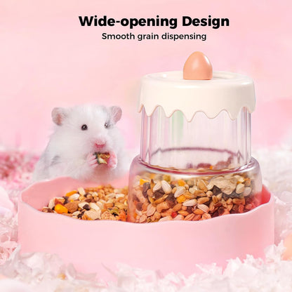 Mini&moe Hamster Food Bowl - Automatic Guinea Pig Feeder No Spill Storage Small Pet Food Dispenser for Gerbil, Rat, Chinchilla, Ferret, Hedgehog