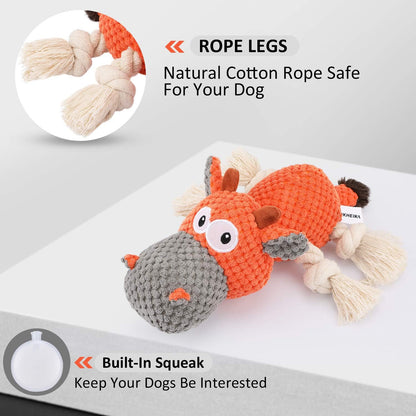 IOKHEIRA Dog Plush Toy for Large Aggressive Chewers,Indestructible Dog Squeaky Toys,Stuffed Animals Toys with Cotton Material and Crinkle Paper,Durable Chewing Toys (Carrot Orange, Cattle)