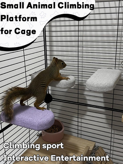 Chinchilla Lava Ledges Rat Climbing Platform 2 Pack Pumice Ledge Shelf Pet Chewing Grinding Toys Small Animals Cage Accessories for Totoro Squirrel Guinea Pig Hamster Gray