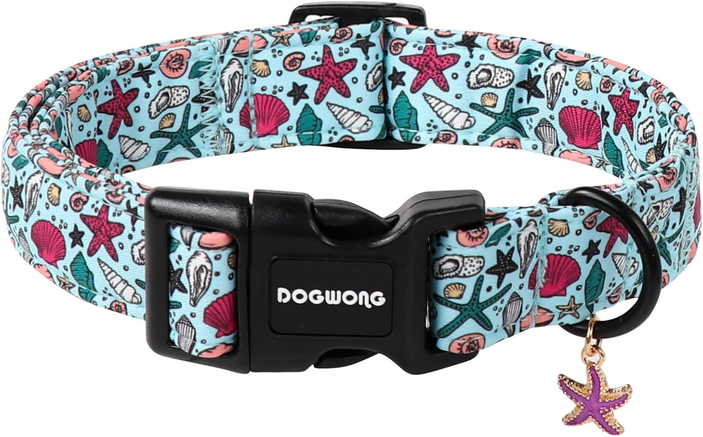 DOGWONG Blue Summer Dog Collar, Blue Beach Dog Collars, Adjustable Cute Boy Pet Collars Girl Design Dog Collar for Small Medium Large Dogs