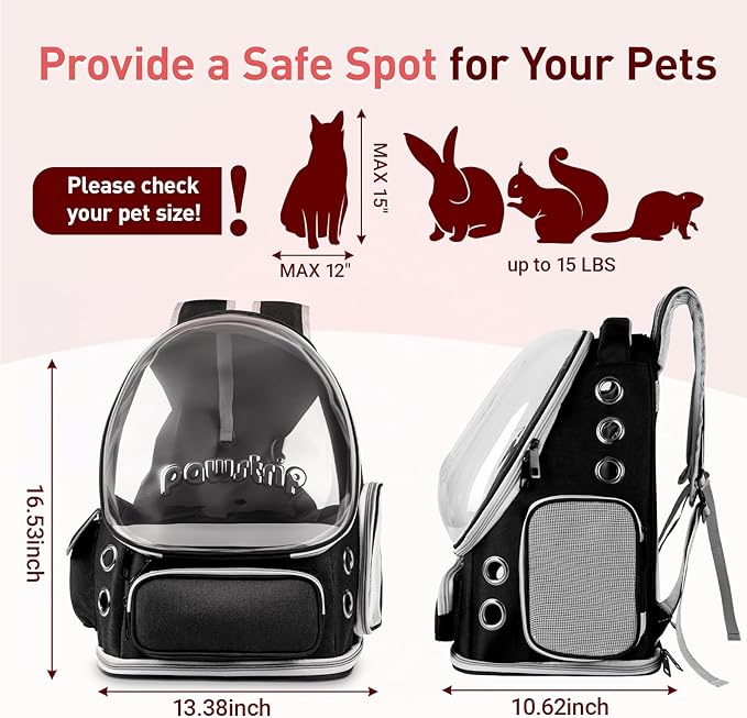 Cat Backpack Carrier with Bubble Window, Breathable & Foldable Pet Travel Carrier for Small Dogs and Cats, Airline-Approved for Hiking & Outdoor Use