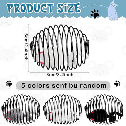 Jecery 5 Pcs Halloween Cat Spring Balls Toys Stretchable Rolling Balls Colorful Playful Coils Interactive Spring Action Toy Caged Rats for Kitten Cat Pet Supplies(Mouse,Black,5 Pcs)