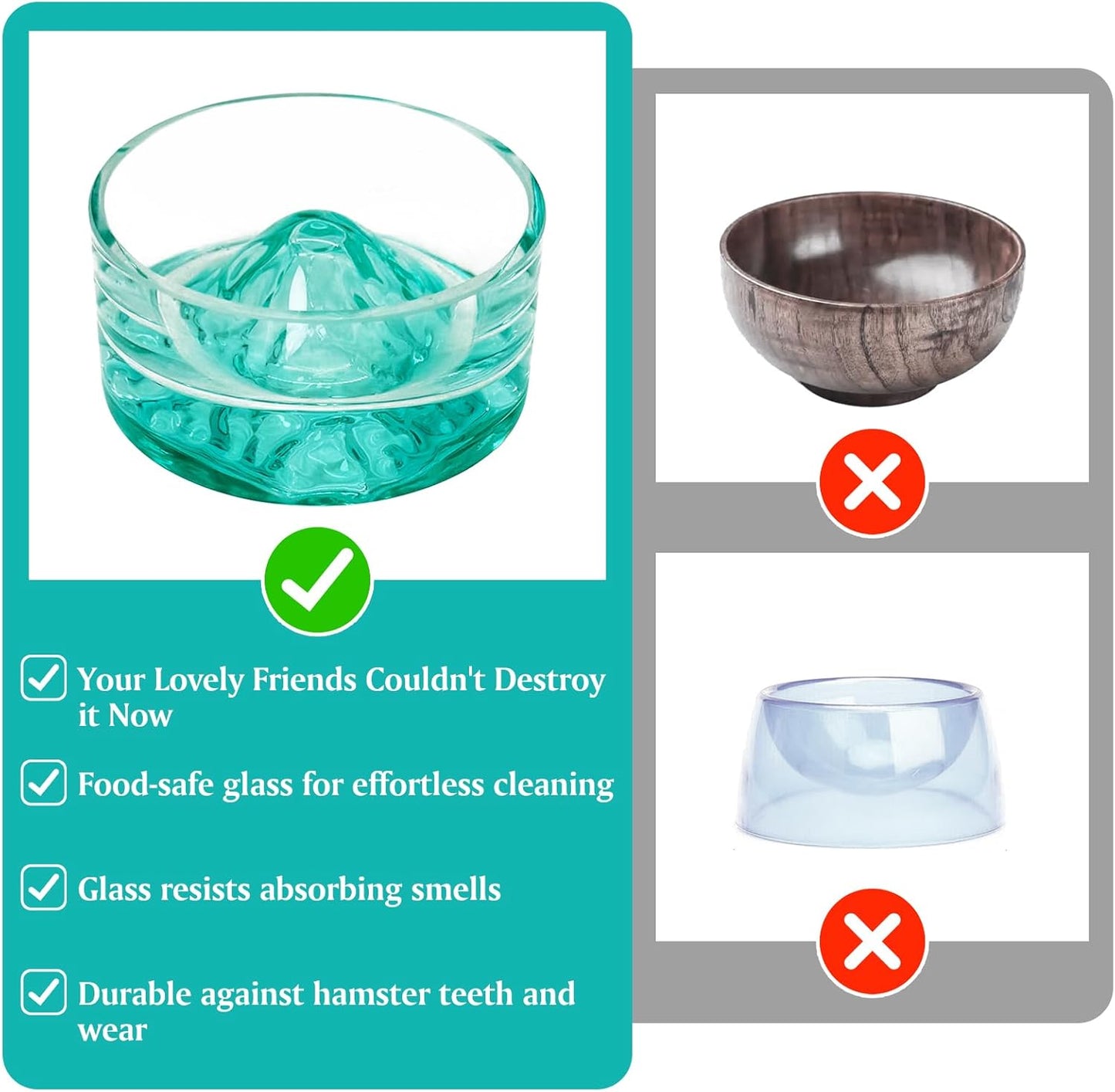 BNOSDM 2Pcs Hamster Food and Water Bowl Mountain Fuji Style Glass Drinking Dwarf Hamster Feeder Anti-Turning Dish for Syrian Hamsters Gerbils Mice Rats or Other Similar-Sized Pets (Green)