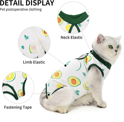 Cat Professional Surgical Recovery Suit,E-Collar Alternative for Cats Dogs,After Surgery Wear, Pajama Suit,Home Indoor Pets Clothing (L (8.5-11 Ibs), Avocado)