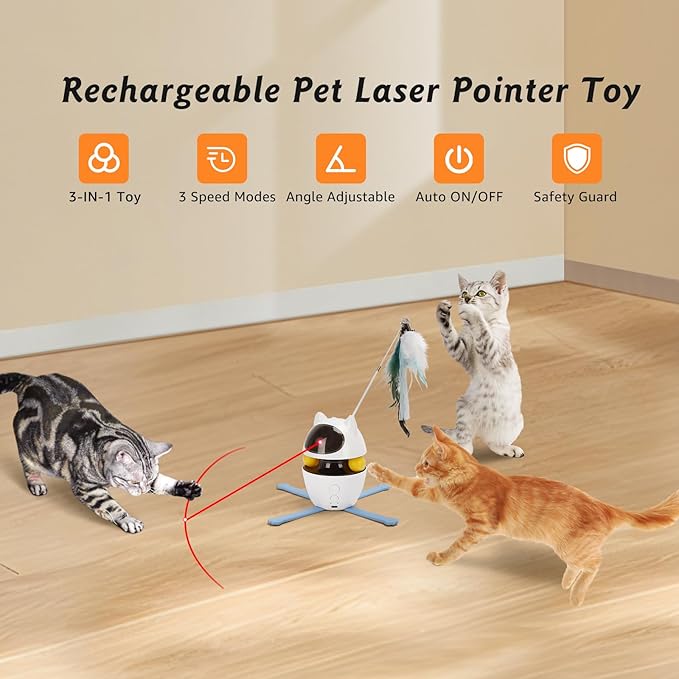 Nobleza Cat Laser Toy, 3-in-1 Interactive Cat Toys for Indoor Cats, Automatic Laser Pointer for Cats, Black & White