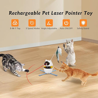 Nobleza Cat Laser Toy, 3-in-1 Interactive Cat Toys for Indoor Cats, Automatic Laser Pointer for Cats, Black & White
