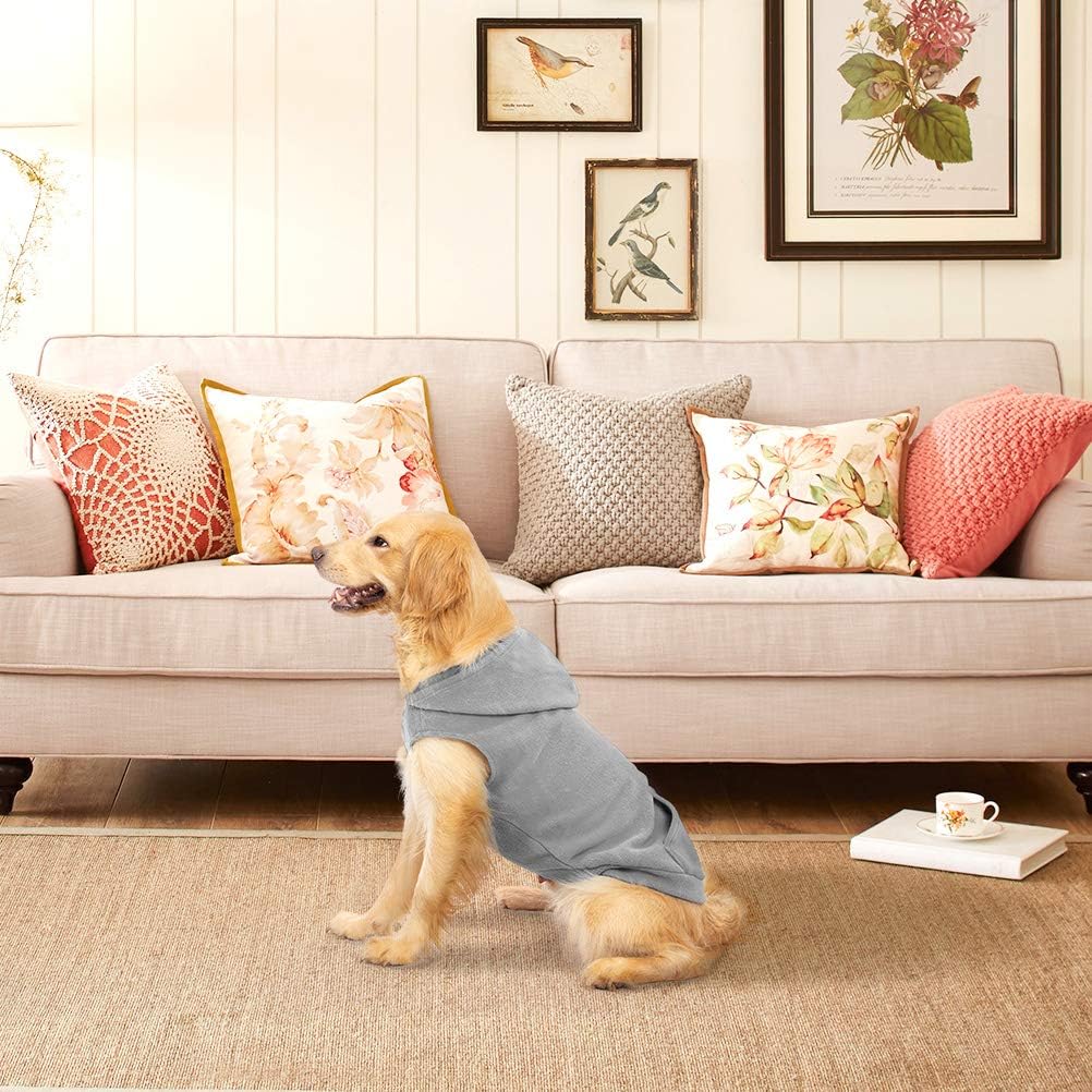 EXPAWLORER Dog Hoodie Fleece Sweater Vest, Hooded Dog Sweatshirt Fall Winter Pet Clothes with Leash Hole, Sleeveless Warm Cozy Puppy Clothing for Cat Small Medium Large Dogs Girl Boy, Grey XL