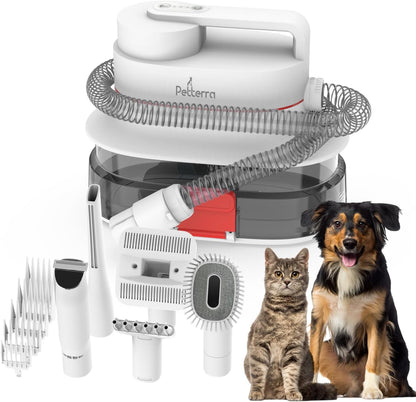 FurCare Pro 3-in-1 Grooming Kit with Vacuum Suction (99%) - Pet Dryer, Professional Clippers & Efficient Grooming Tools, 4L Dust Cup, Low Noise, Ideal for Dogs, Cats, and More