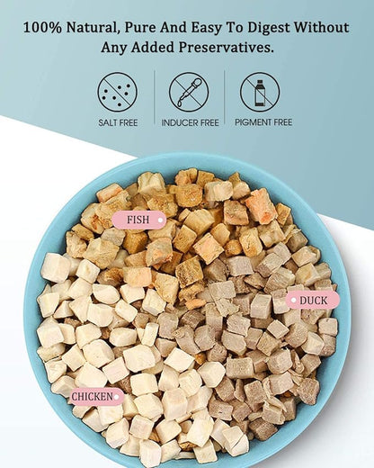 3 in 1 Meat Turtle Food - Chicken & Duck & Fish Meat Natural Freeze Dried Human-Grade Turtle Treats (8 OZ)