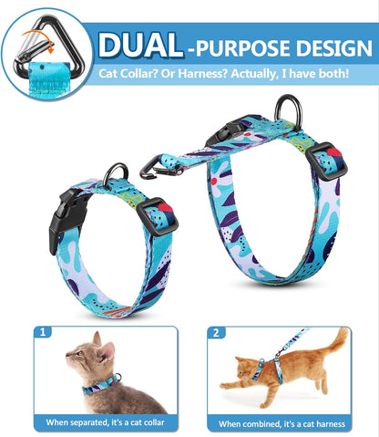 Halypet Cat Harness and Leash Set, Escape Proof [3 in 1 Adjustable & Lightweight] Cat Harness, Safe Kitten Harness for Cats Soft Comfortable, Easy to Wear, Walking Outdoor Travel, Small