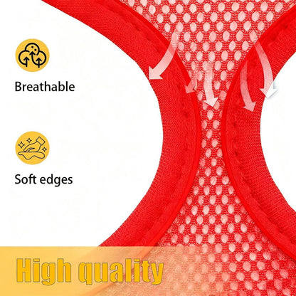 Dog Harness Small Sized and Leash Set, Dog Harness with Leash Set, Comfortable Air Mesh Dog Vest Harness with Reflective Strip, Reflective for Safe Easy Walking Dogs, Cats, Red S