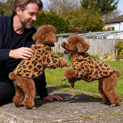 GreenJoy Leopard Print Dog Sweater – Stretchy Fleece Dog Turtleneck Sweatshirt for Puppies & Cats, Soft & Warm Pet Winter Clothes for Small, Medium & Large Dogs (Coffee Brown, Large/X-Large)