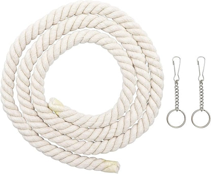 78.7 Inches Cotton Climbing Rope Toy, Lengthen and Bold Bird Ladder Bridge, Swing Toys, Pet Cage Accessories for Parakeets, Cockatiels, Macaw, African Grey Parrot